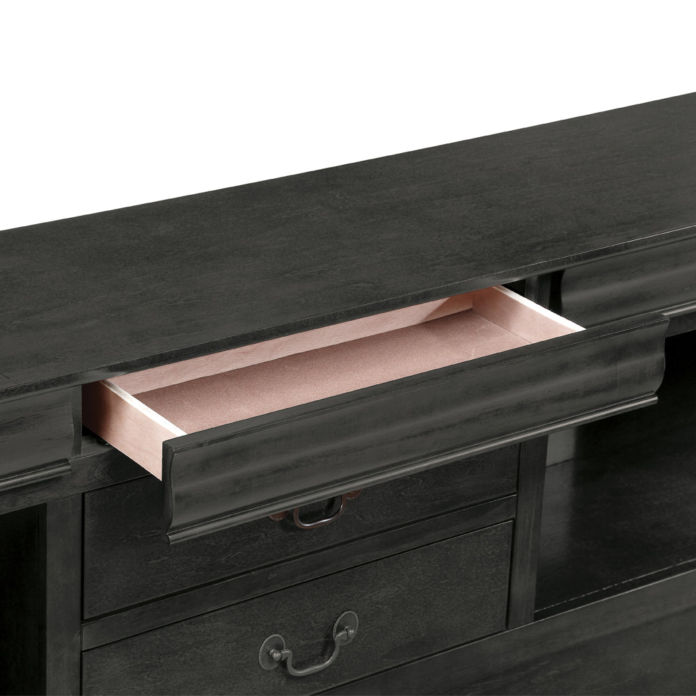 ACME Louis Philippe III Dark Gray Queen Bed with Storage Model 24930Q