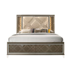 ACME Skylar LED Synthetic Leather & Dark Champagne Eastern King Bed with Storage & LED Model 25317EK