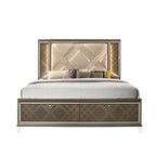 ACME Skylar LED Synthetic Leather & Dark Champagne Queen Bed with Storage & LED Model 25320Q