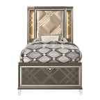 ACME Skylar LED Synthetic Leather & Dark Champagne Full Bed with Storage & LED Model 25335F
