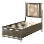 ACME Skylar LED Synthetic Leather & Dark Champagne Full Bed with Storage & LED Model 25335F