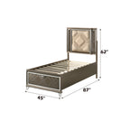 ACME Skylar LED Synthetic Leather & Dark Champagne Twin Bed with Storage & LED Model 25340T