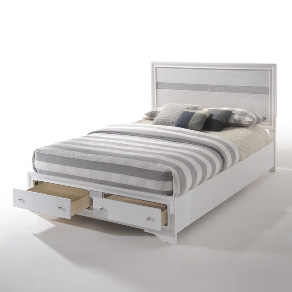 ACME Naima White Eastern King Bed with Storage Model 25767EK