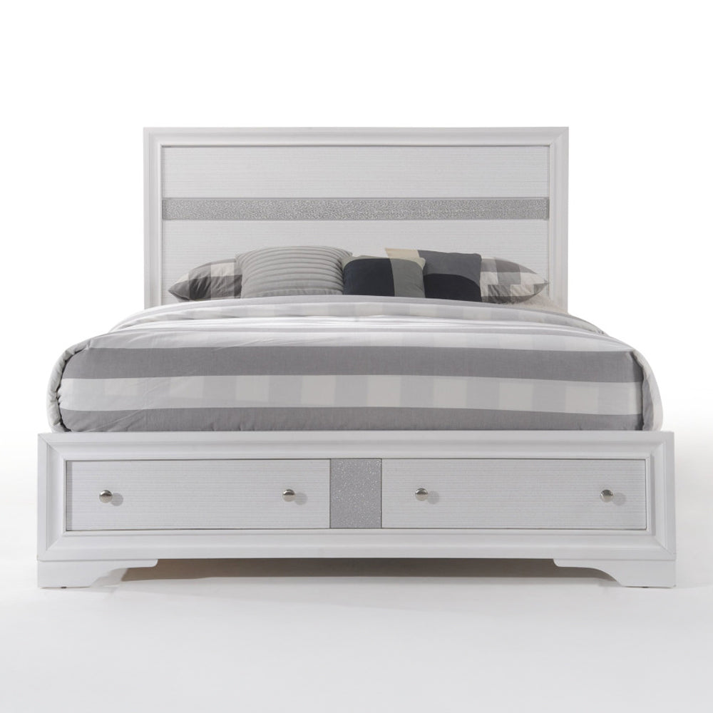 ACME Naima White Eastern King Bed with Storage Model 25767EK
