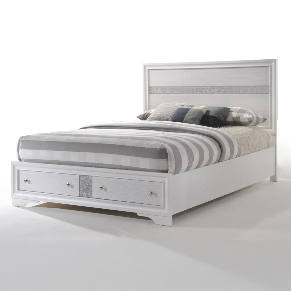 ACME Naima White Eastern King Bed with Storage Model 25767EK