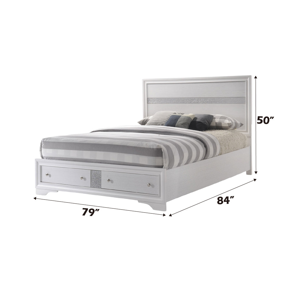 ACME Naima White Eastern King Bed with Storage Model 25767EK