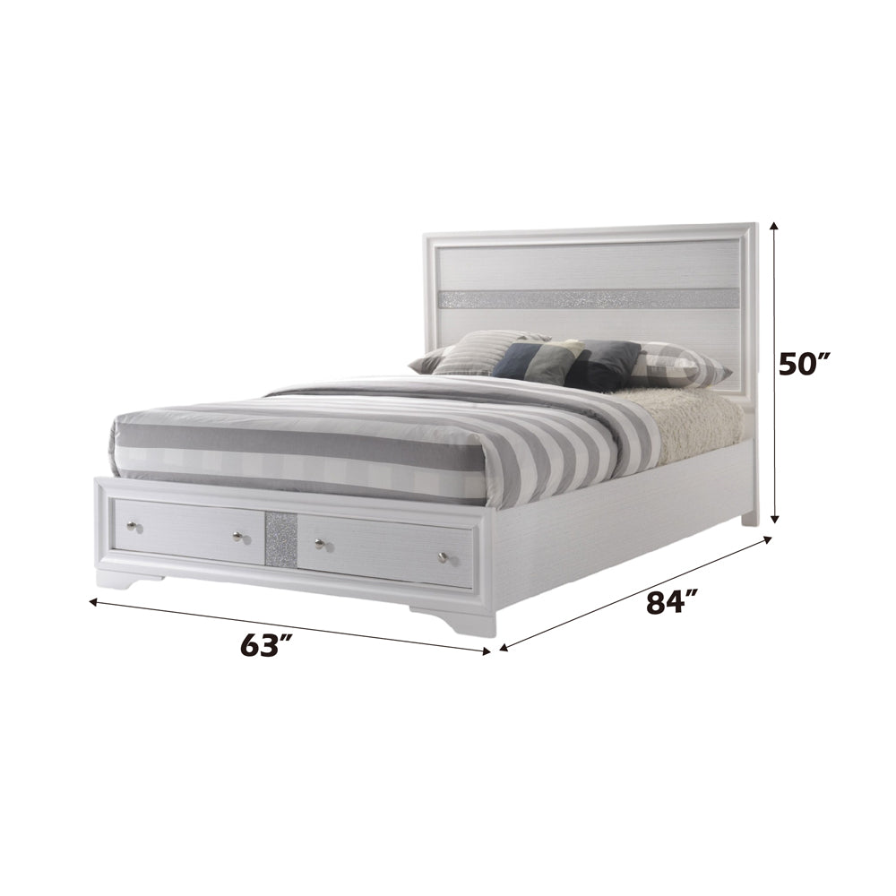 ACME Naima White Queen Bed with Storage Model 25770Q