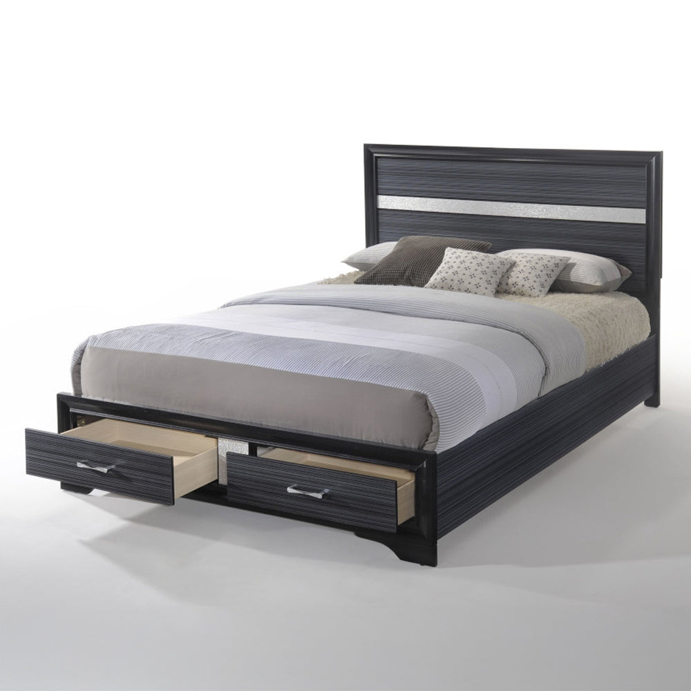 ACME Naima Black Eastern King Bed with Storage Model 25897EK