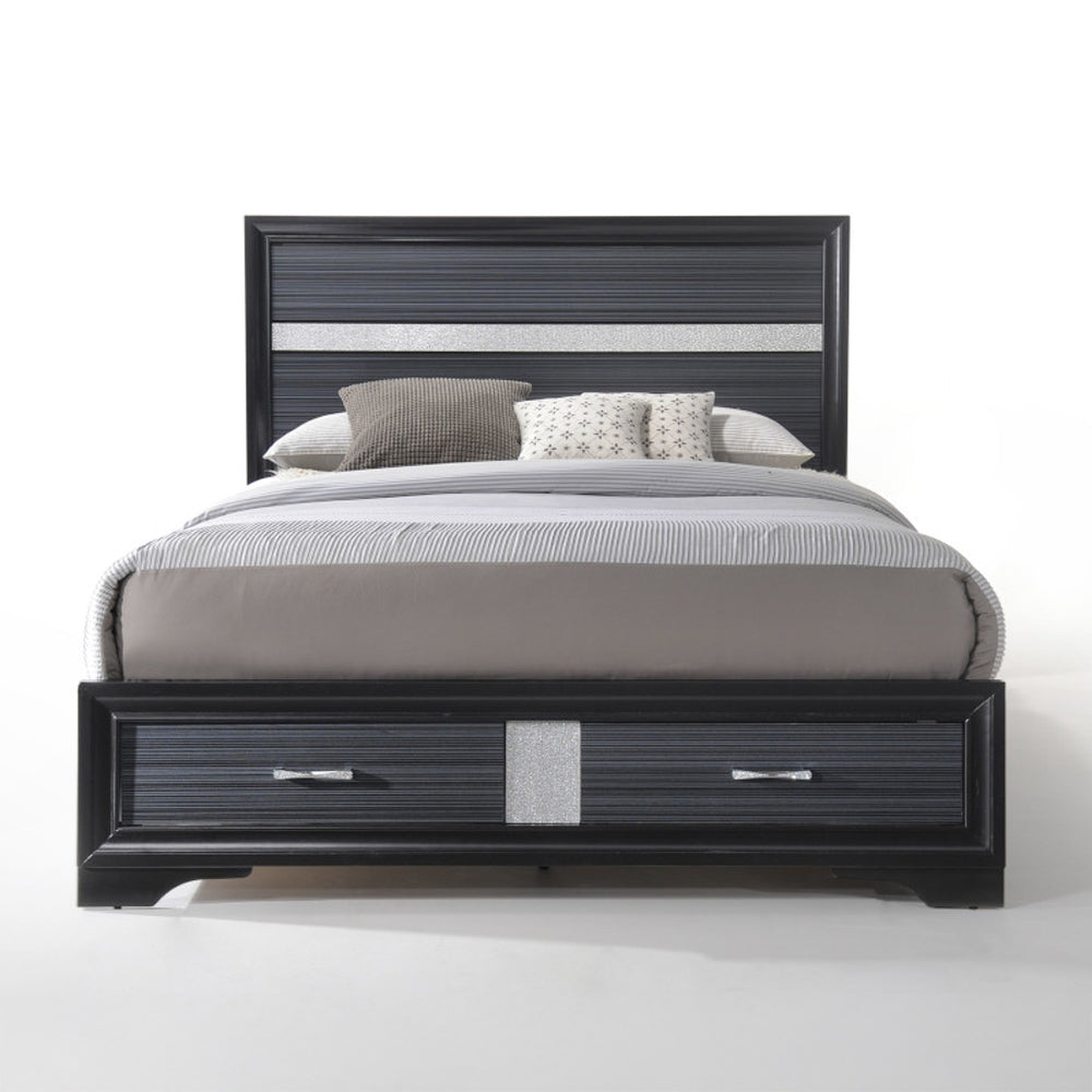 ACME Naima Black Eastern King Bed with Storage Model 25897EK