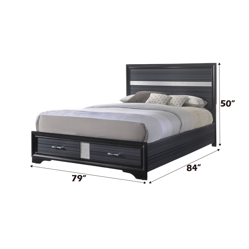 ACME Naima Black Eastern King Bed with Storage Model 25897EK