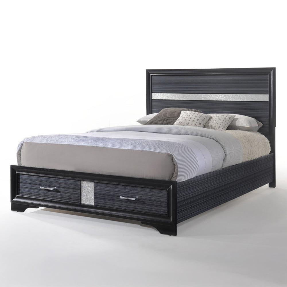 ACME Naima Black Queen Bed with Storage Model 25900Q