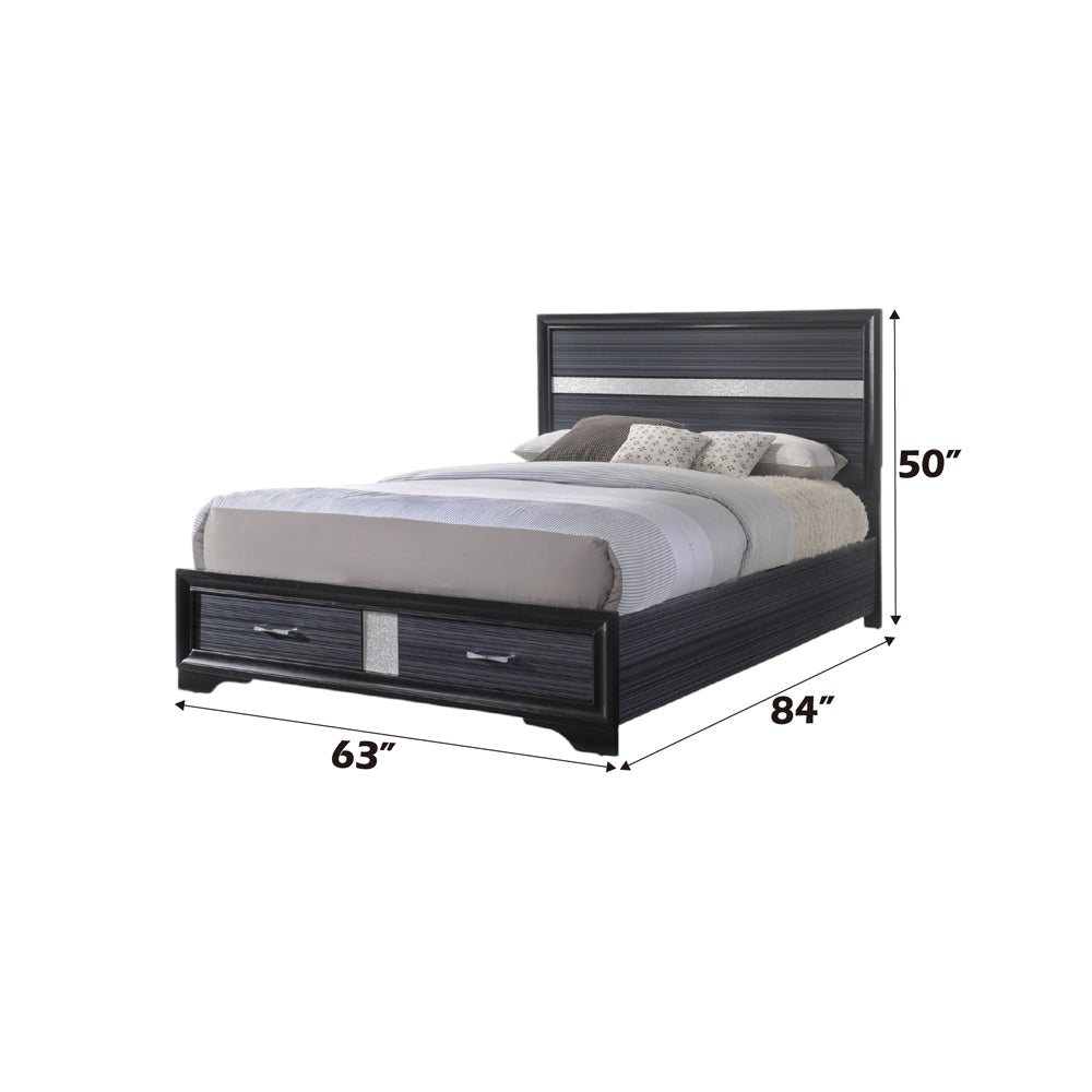 ACME Naima Black Queen Bed with Storage Model 25900Q