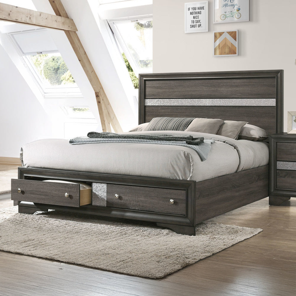 ACME Naima Gray Eastern King Bed with Storage Model 25967EK