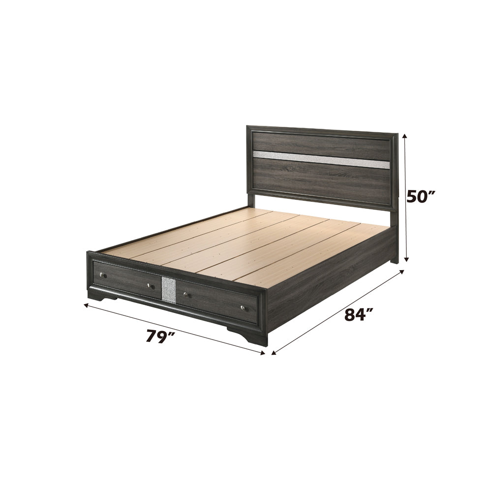 ACME Naima Gray Eastern King Bed with Storage Model 25967EK