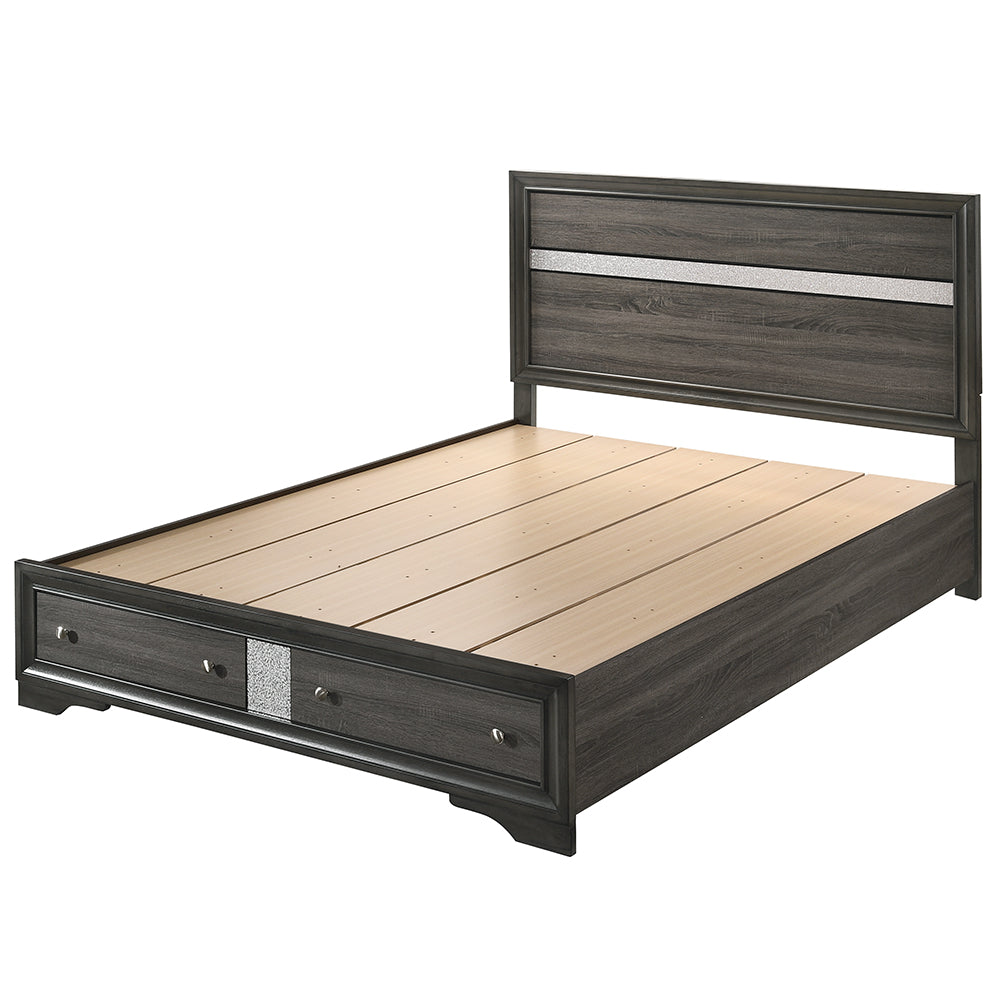 ACME Naima Gray Queen Bed with Storage Model 25970Q