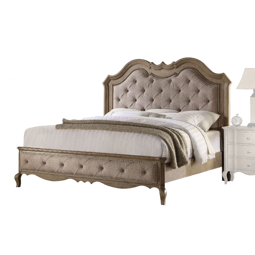 ACME Chelmsford Beige Fabric & Antique Taupe Queen Bed Model 26050Q