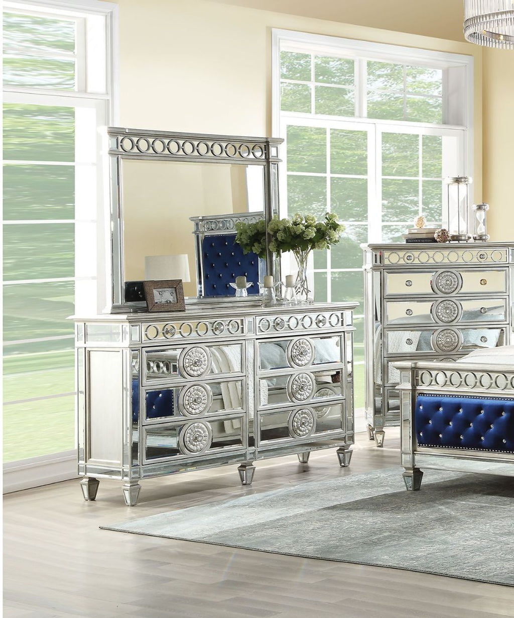 ACME Varian Mirrored & Sliver Dresser Model 26155
