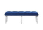 ACME Varian Blue Velvet Mirrored & Sliver Bench Model 26157