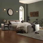 ACME Brancaster Retro Brown Top Grain Leather & Aluminum Queen Bed Model 26220Q