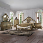 ACME Ragenardus Synthetic Leather & Vintage Oak Eastern King Bed Model 26307EK