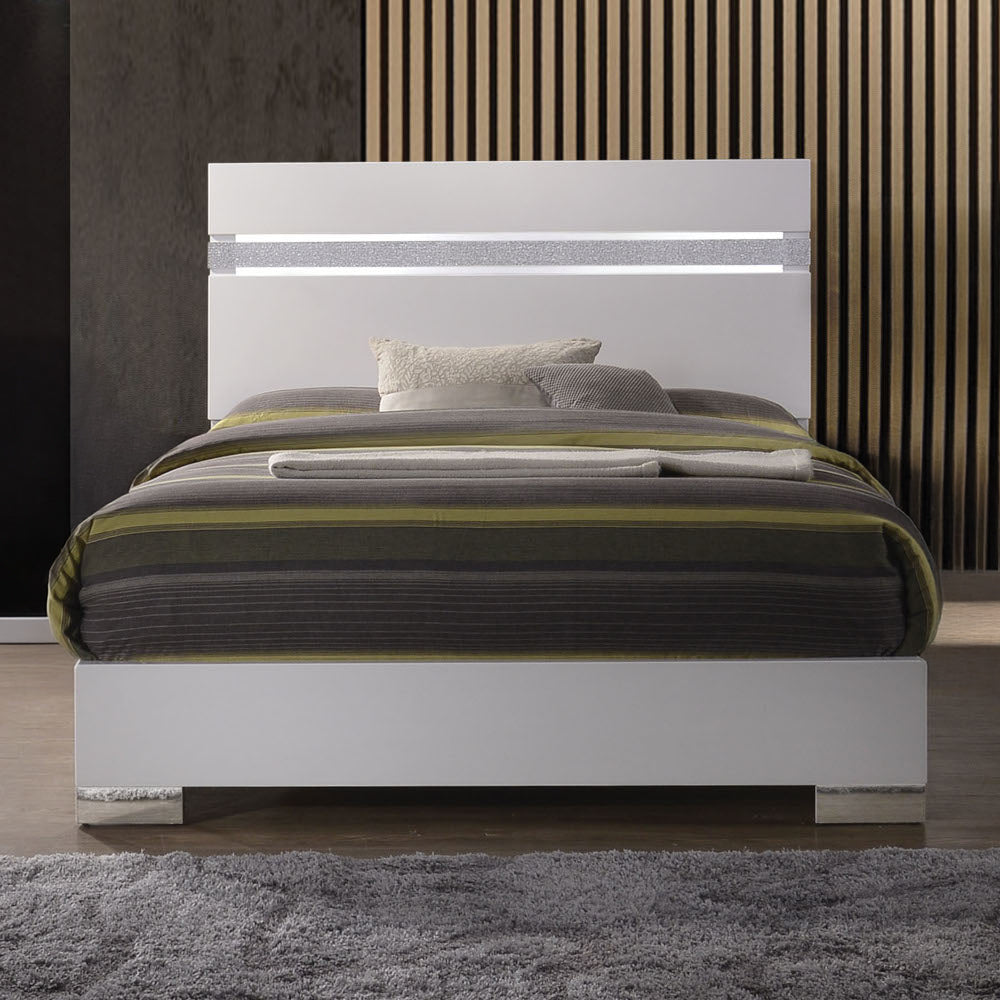 ACME Naima II White High Gloss Queen Bed Model 26770Q