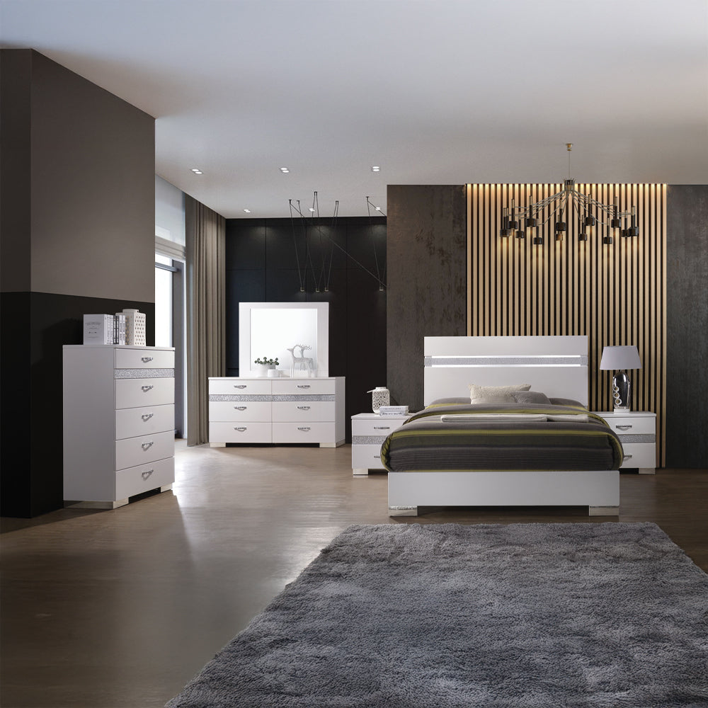 ACME Naima II White High Gloss Queen Bed Model 26770Q