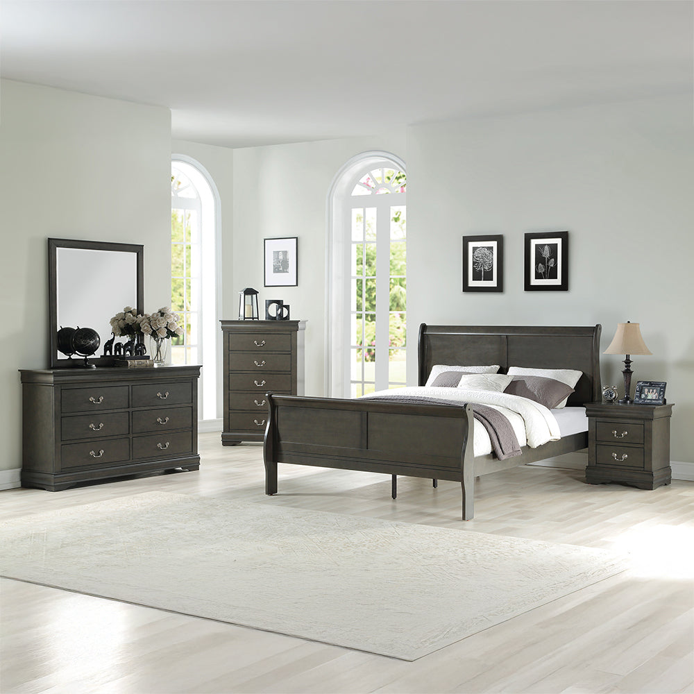 ACME Louis Philippe Dark Gray Eastern King Bed Model 26787EK