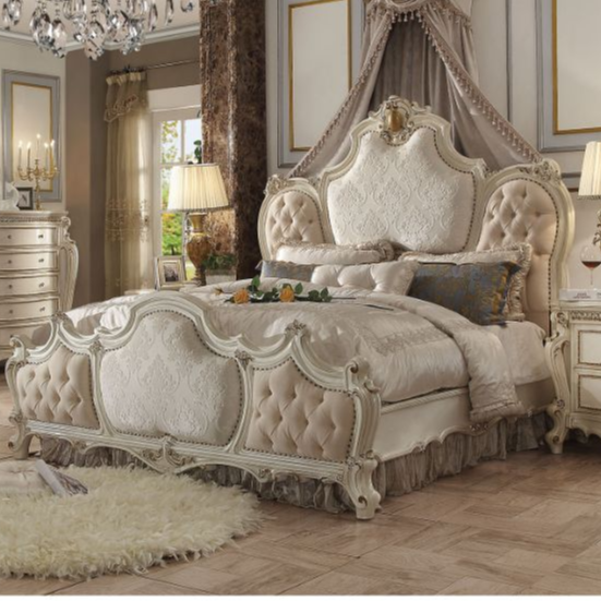ACME Picardy Fabric & Antique Pearl California King Bed Model 26874CK