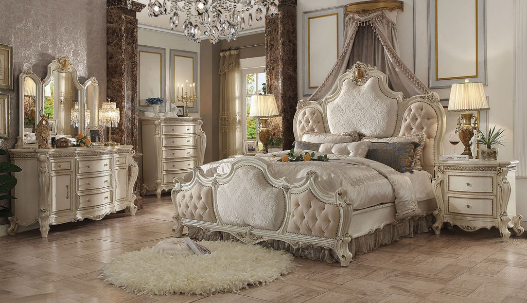 ACME Picardy Fabric & Antique Pearl Queen Bed Model 26880Q