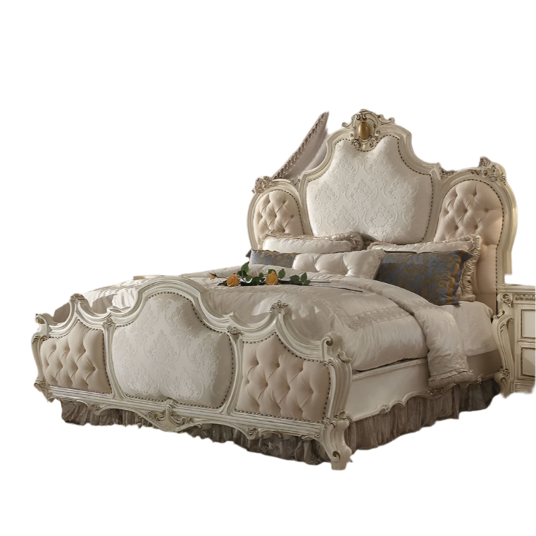 ACME Picardy Fabric & Antique Pearl Queen Bed Model 26880Q