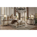 ACME Picardy Butterscotch Synthetic Leather & Antique Pearl California King Bed Model 26894CK