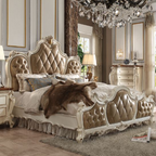 ACME Picardy Butterscotch Synthetic Leather & Antique Pearl California King Bed Model 26894CK