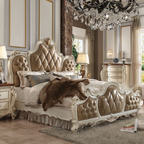 ACME Picardy Butterscotch Synthetic Leather & Antique Pearl Queen Bed Model 26900Q