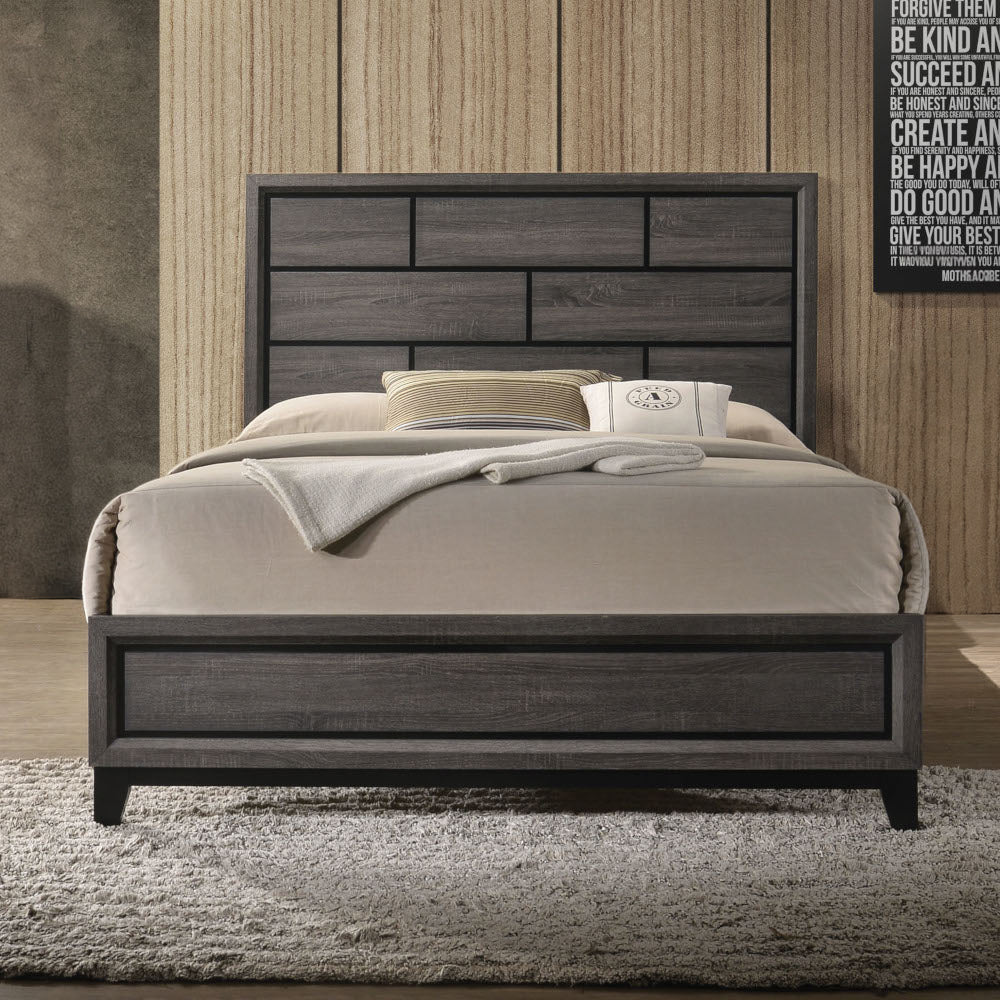 ACME Valdemar Weathered Gray Eastern King Bed Model 27047EK