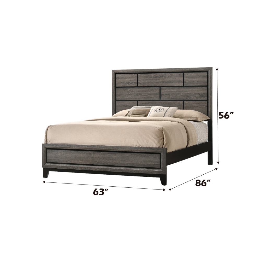 ACME Valdemar Weathered Gray Queen Bed Model 27050Q