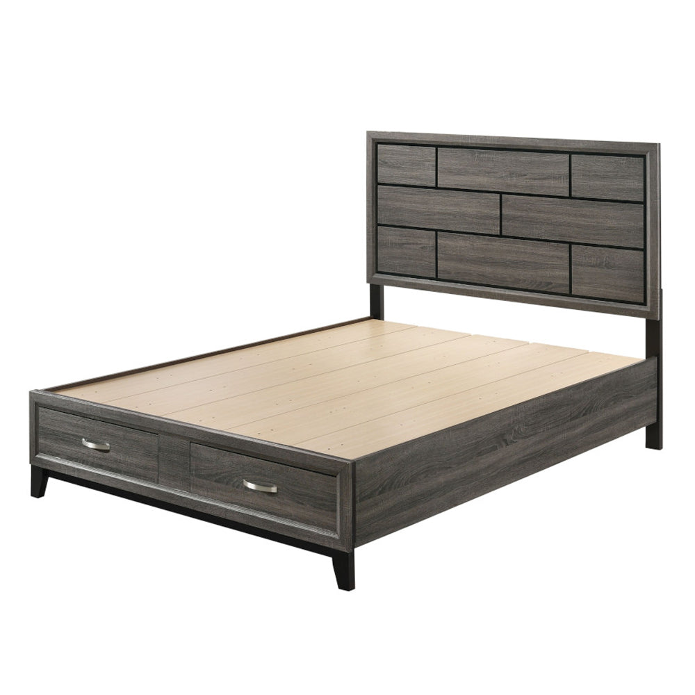 ACME Valdemar Weathered Gray Eastern King Bed with Storage Model 27057EK