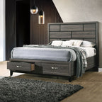 ACME Valdemar Weathered Gray Eastern King Bed with Storage Model 27057EK