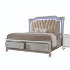 ACME Kaitlyn Synthetic Leather & Champagne California King Bed with Storage & LED Model 27224CK