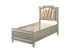 ACME Kaitlyn Synthetic Leather & Champagne Twin Bed with LED Model 27240T