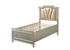 ACME Kaitlyn Synthetic Leather & Champagne Full Bed with Storage & LED Model 27245F