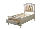 ACME Kaitlyn Synthetic Leather & Champagne Full Bed with Storage & LED Model 27245F