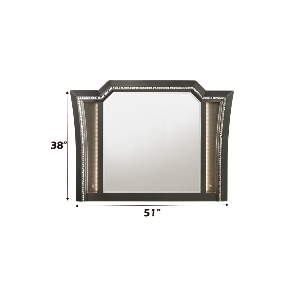 ACME Kaitlyn Metallic Gray Mirror with LED Model 27284