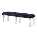 ACME Varian Dark Navy Velvet & Mirrored Bench Model 27357