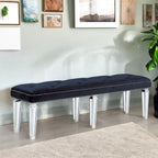 ACME Varian Dark Navy Velvet & Mirrored Bench Model 27357