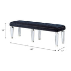 ACME Varian Dark Navy Velvet & Mirrored Bench Model 27357