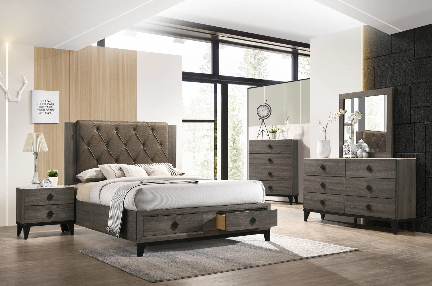ACME Avantika Rustic Gray Oak Mirror Model 27674
