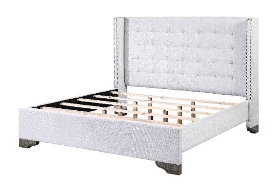 ACME Artesia Tan Fabric & Salvaged Natural Eastern King Bed Model 27697EK