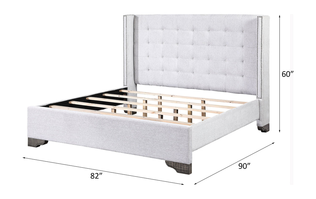 ACME Artesia Tan Fabric & Salvaged Natural Eastern King Bed Model 27697EK