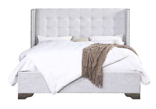 ACME Artesia Tan Fabric & Salvaged Natural Eastern King Bed Model 27697EK