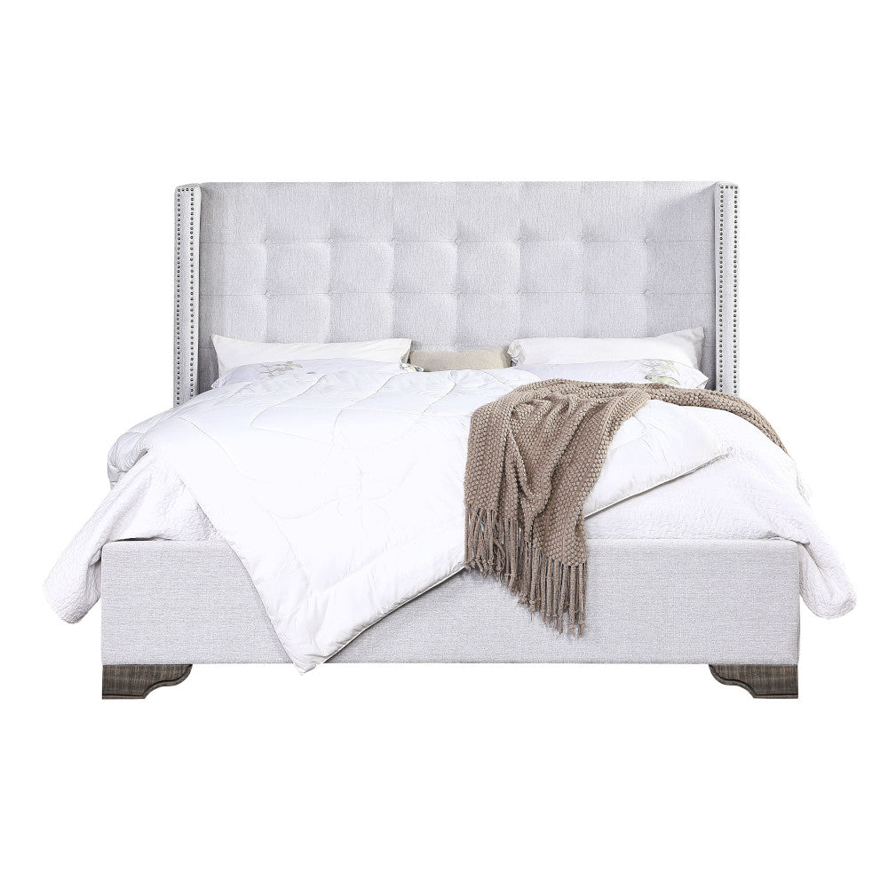 ACME Artesia Tan Fabric & Salvaged Natural Queen Bed Model 27700Q